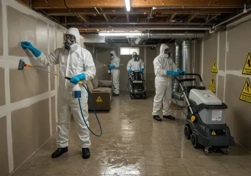 Basement Moisture Removal and Structural Drying process in Midland Beach, NY